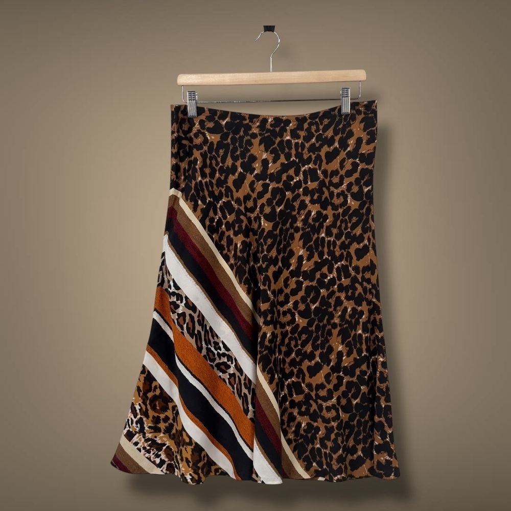 Kobi Halperin Brooklyn Mixed Print Viscose Midi Skirt L